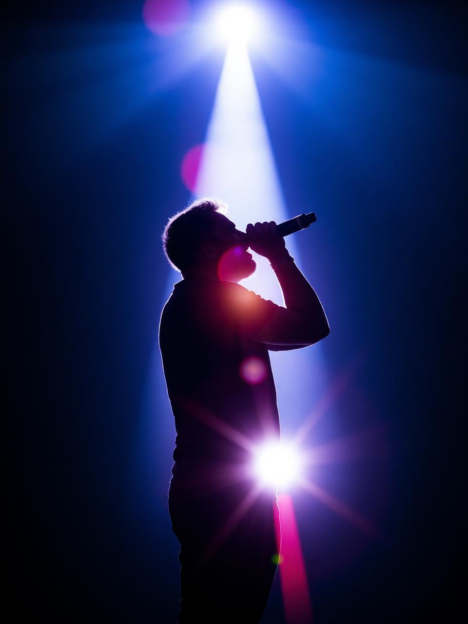 Singer silhouette on stage